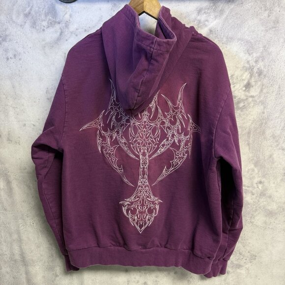 Juvenile Purple Inferno Hoodie Sweatshirt L 23.5x26.5 Embroidered Grunge - Picture 2 of 11